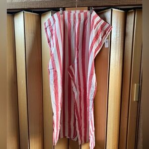 Old Navy (Size 4X) Cotton Gauze Red Striped High-Rise Wide Festival Pants Boho